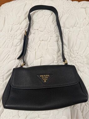 Prada Black Leather Shoulder Bag